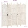 Divisorio 5 Pannelli Intagliato Bianco 200x165cm Mango Massello
