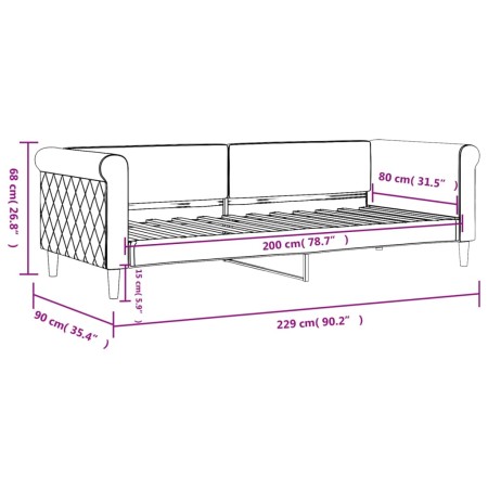 Letto da Giorno Grigio Chiaro 80x200 cm in Velluto