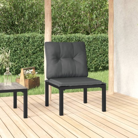 Poltrona da Giardino con Cuscini Polyrattan Nero e Grigio