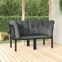 Poltrone Angolari Giardino Cuscini 2pz Polyrattan Nero e Grigio