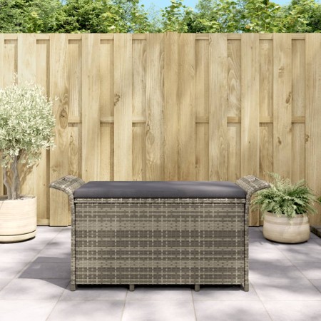 Panca da Giardino con Cuscino Grigio 116x46x57 cm in Polyrattan