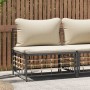 Divano Centrale da Giardino con Cuscini in Polyrattan Beige