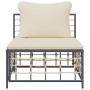 Divano Centrale da Giardino con Cuscini in Polyrattan Beige