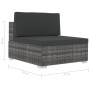 Set Divani da Giardino 4 pz con Cuscini in Polyrattan Grigio