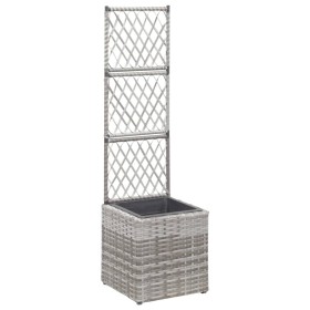 Letto Rialzato a Traliccio 1 Vaso 30x30x107cm Polyrattan Grigio