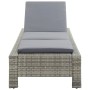 Lettino Prendisole con Cuscino in Polyrattan Grigio