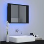 Armadietto a Specchio con Luci LED Nero 60x12x45 cm in Acrilico