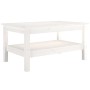 Tavolino da Salotto Bianco 80x50x40 cm Legno Massello di Pino