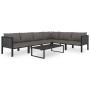 Set Divani da Giardino 7 pz con Cuscini in Polyrattan Antracite