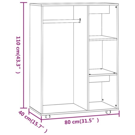 Armadio Grigio Sonoma 80x40x110 cm in Legno Multistrato