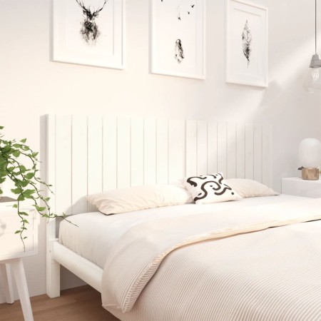 Testiera per Letto Bianca 185,5x4x100 cm Legno Massello di Pino