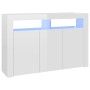 Credenza con Luci LED Bianco Lucido 115,5x30x75 cm