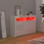 Credenza con Luci LED Bianco Lucido 115,5x30x75 cm