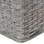 Divano a 2 Posti con Cuscini Grigio in Rattan Naturale