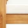 Sedia da Giardino con Cuscino Crema in Legno Massello di Acacia