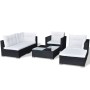 Set Divani da Giardino 6 pz con Cuscini in Polyrattan Nero