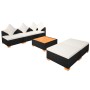 Set Divani da Giardino 6 pz con Cuscini in Polyrattan Nero