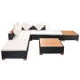 Set Divani da Giardino 7 pz con Cuscini in Polyrattan Nero