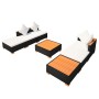 Set Divani da Giardino 7 pz con Cuscini in Polyrattan Nero