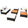 Set Divani da Giardino 7 pz con Cuscini in Polyrattan Nero