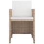 Set da Pranzo da Giardino 11 pz con Cuscini in Polyrattan Beige