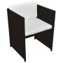 Set da Bistrot 3 pz con Cuscini in Polyrattan Marrone