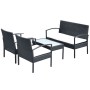 Set Divani da Giardino 4 pz con Cuscini in Polyrattan Nero