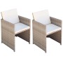 Sedie da Giardino 2 pz con Cuscini in Polyrattan Beige