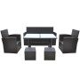 Set da Pranzo da Giardino 6 pz con Cuscini Polyrattan Marrone
