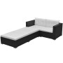 Set Divani da Giardino 3 pz con Cuscini in Polyrattan Nero