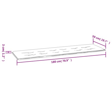 Cuscino per Panca Crema 180x50x3 cm in Tessuto Oxford