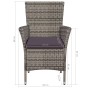 Set da Pranzo da Giardino 9 pz con Cuscini in Polyrattan Grigio