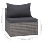 Set Divani da Giardino 3 pz con Cuscini Grigio in Polyrattan