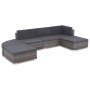 Set Divani da Giardino 6 pz con Cuscini in Polyrattan Grigio