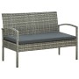 Set Divani da Giardino 4 pz con Cuscini in Polyrattan Grigio