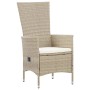 Set da Pranzo da Giardino 9 pz con Cuscini in Polyrattan Beige