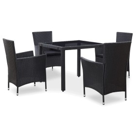 Set da Pranzo da Giardino 5 pz in Polyrattan Nero