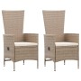 Sedie da Esterno 2 pz con Cuscini in Polyrattan Beige