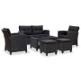 Set Divani da Giardino 6 pz con Cuscini in Polyrattan Nero