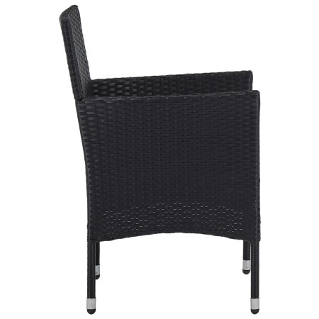 Set Sedie da Pranzo per Giardino 2 Pz in Polyrattan Nero