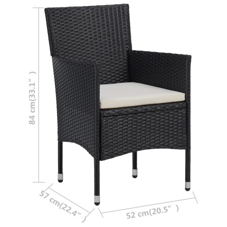 Set Sedie da Pranzo per Giardino 2 Pz in Polyrattan Nero