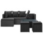 Set Divani da Giardino 4 pz Nero con Cuscini in Polyrattan