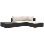 Set Divani da Giardino 4 pz con Cuscini in Polyrattan Nero