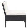 Set Divani da Giardino 6 pz con Cuscini in Polyrattan Nero