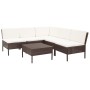 Set Divani da Giardino 6 pz con Cuscini in Polyrattan Marrone