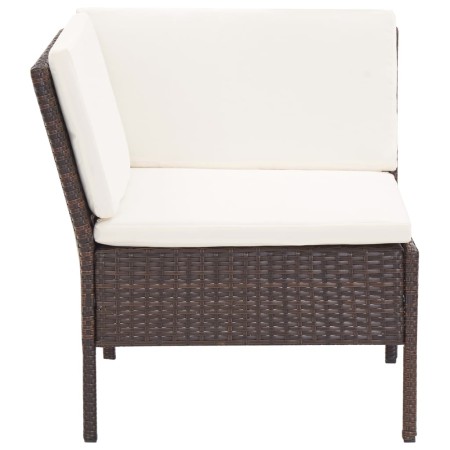 Set Divani da Giardino 6 pz con Cuscini in Polyrattan Marrone