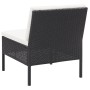 Set Divani da Giardino 3 pz con Cuscini in Polyrattan Nero