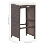 Set da Bar da Giardino 7 pz con Cuscini in Polyrattan Marrone