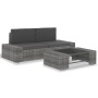 Set Divani da Giardino 3 pz in Polyrattan Grigio