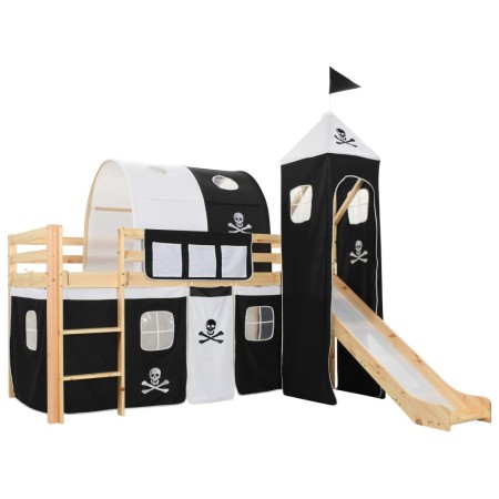 Letto a Castello per Bambini Scivolo e Scala in Pino 97x208cm